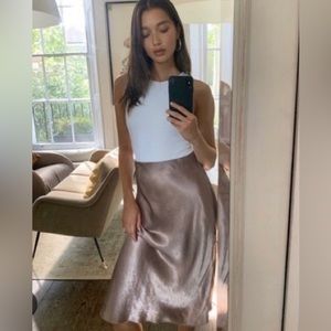 BABATON Satin Maxi Slip Skirt Mauve